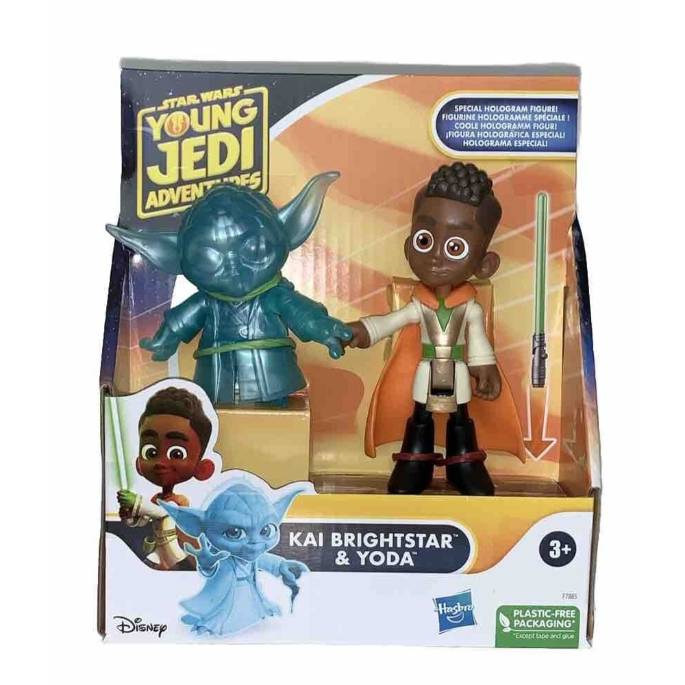 STAR WARS Young Jedi Adventures KAI BRIGHTSTAR HOLOGRAM YODA 2 Figure Pack 2023